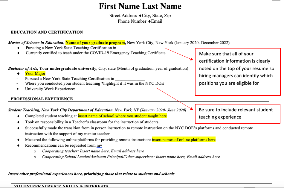 What should I have on my resume? TeachNYC